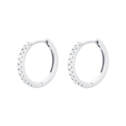 15430004 - 9ct White Gold 0.15ct Diamond Small Hoop