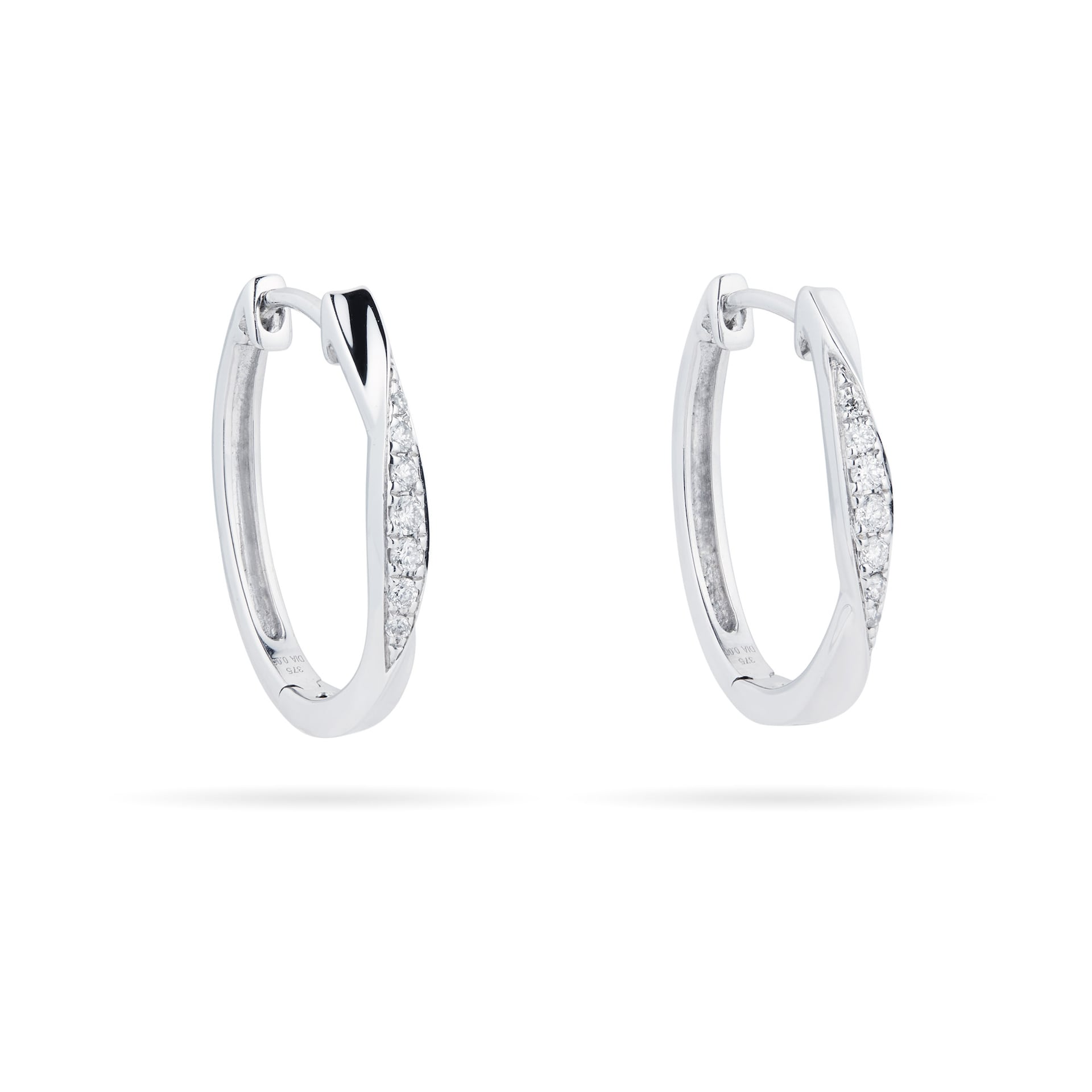 Goldsmiths 9ct White Gold 0.12ct Diamond Medium Hoop Earrings