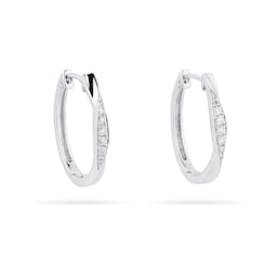 15430005 - 9ct White Gold 0.12ct Diamond Medium Hoop Earrings