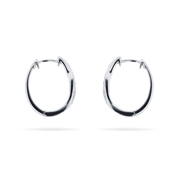 Goldsmiths 9ct White Gold 0.12ct Diamond Medium Hoop Earrings