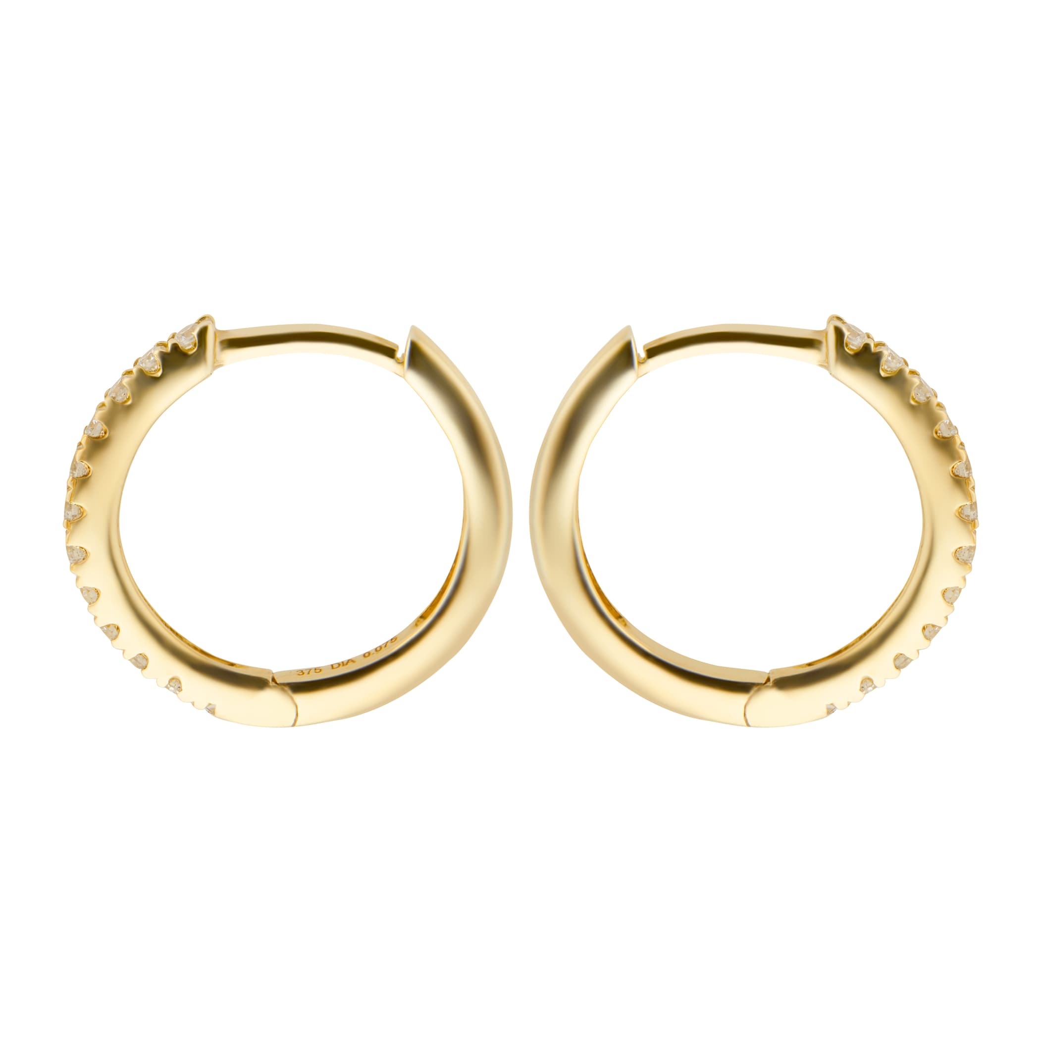 Goldsmiths 9ct Yellow Gold 0.15ct Diamond Hoop Earrings