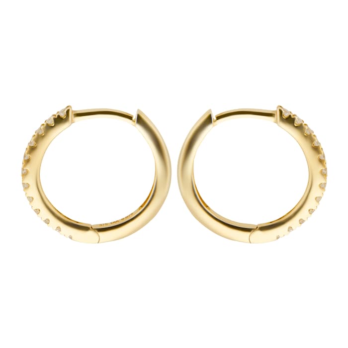 Goldsmiths 9ct Yellow Gold 0.15ct Diamond Hoop Earrings