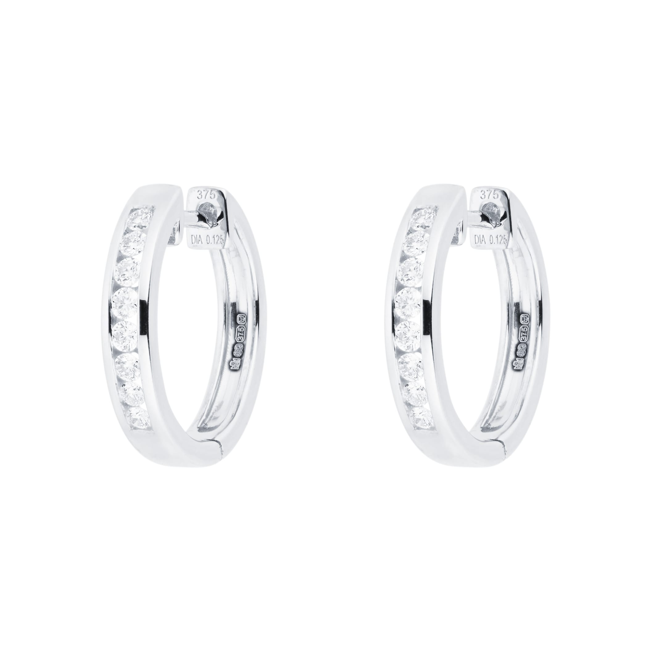 Goldsmiths 9ct White Gold 0.25ct Channel Set Hoop Goldsmiths 9ct White Gold 0.25ct Channel Set Hoop