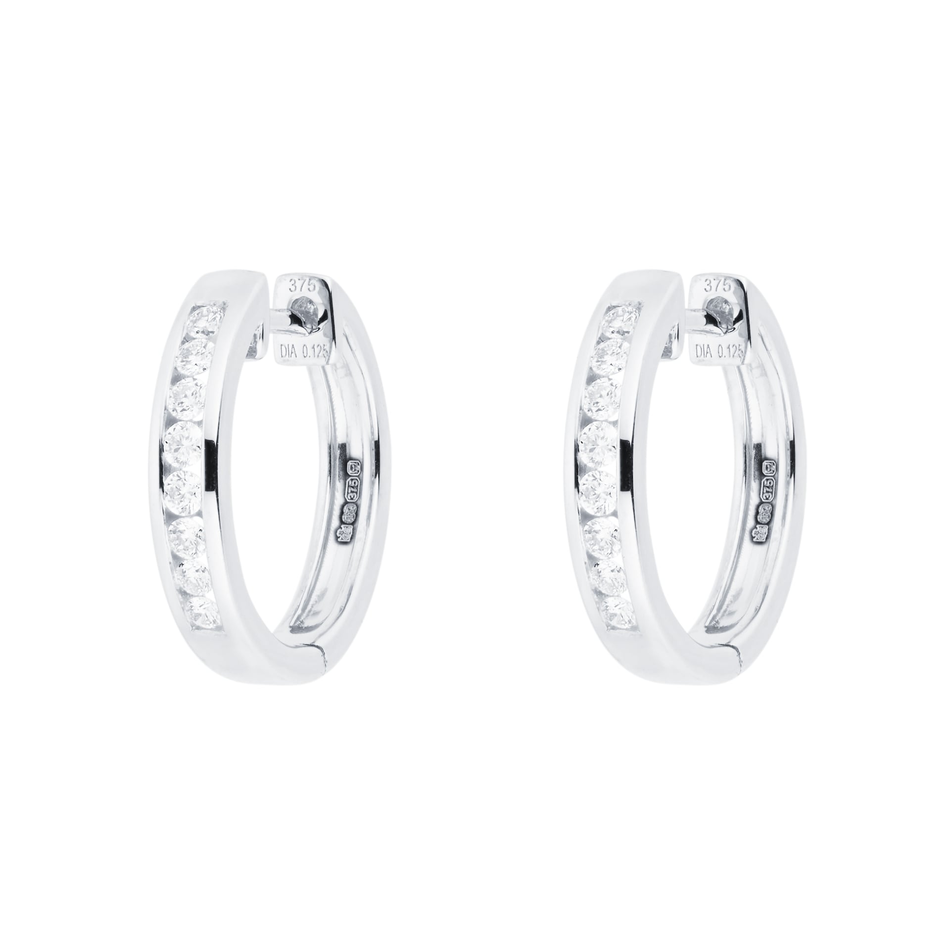 9ct White Gold 0.25ct Channel Set Hoop