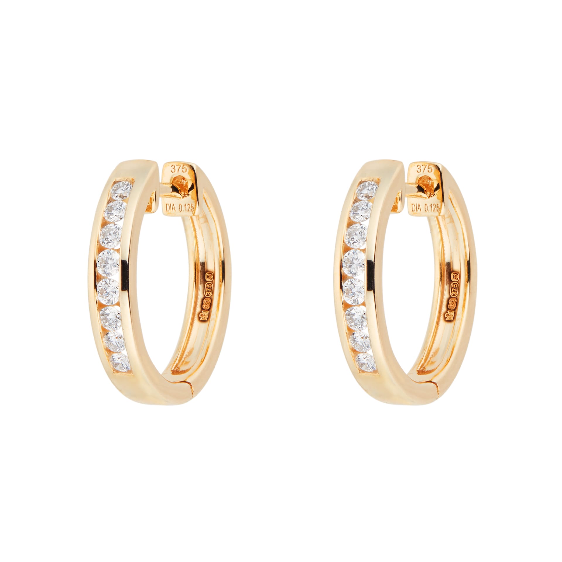 Goldsmiths 9ct Yellow Gold 0.25ct Channel Set Hoop