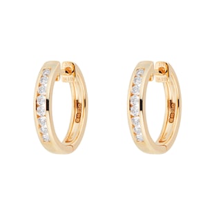 Goldsmiths 9ct Yellow Gold 0.25ct Channel Set Hoop