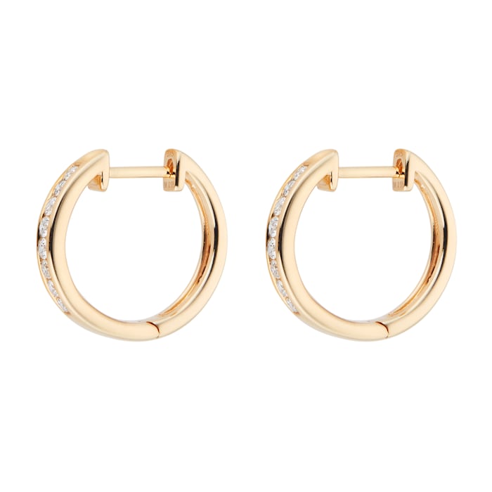 Goldsmiths 9ct Yellow Gold 0.25ct Channel Set Hoop EA3012D69KY | Goldsmiths