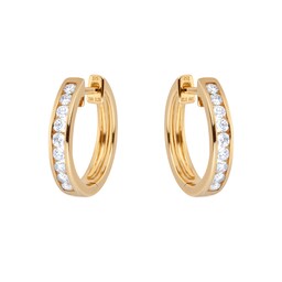 15430019 - 9ct Yellow Gold 0.50 Carat Total Weight Diamond Channel Set Hoops