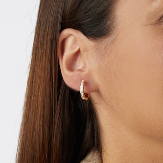 Goldsmiths 9ct Yellow Gold 0.50 Carat Total Weight Diamond Channel Set Hoops