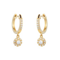15430023 - 9ct Yellow Gold 0.25cttw Halo Drop Hoop Earrings