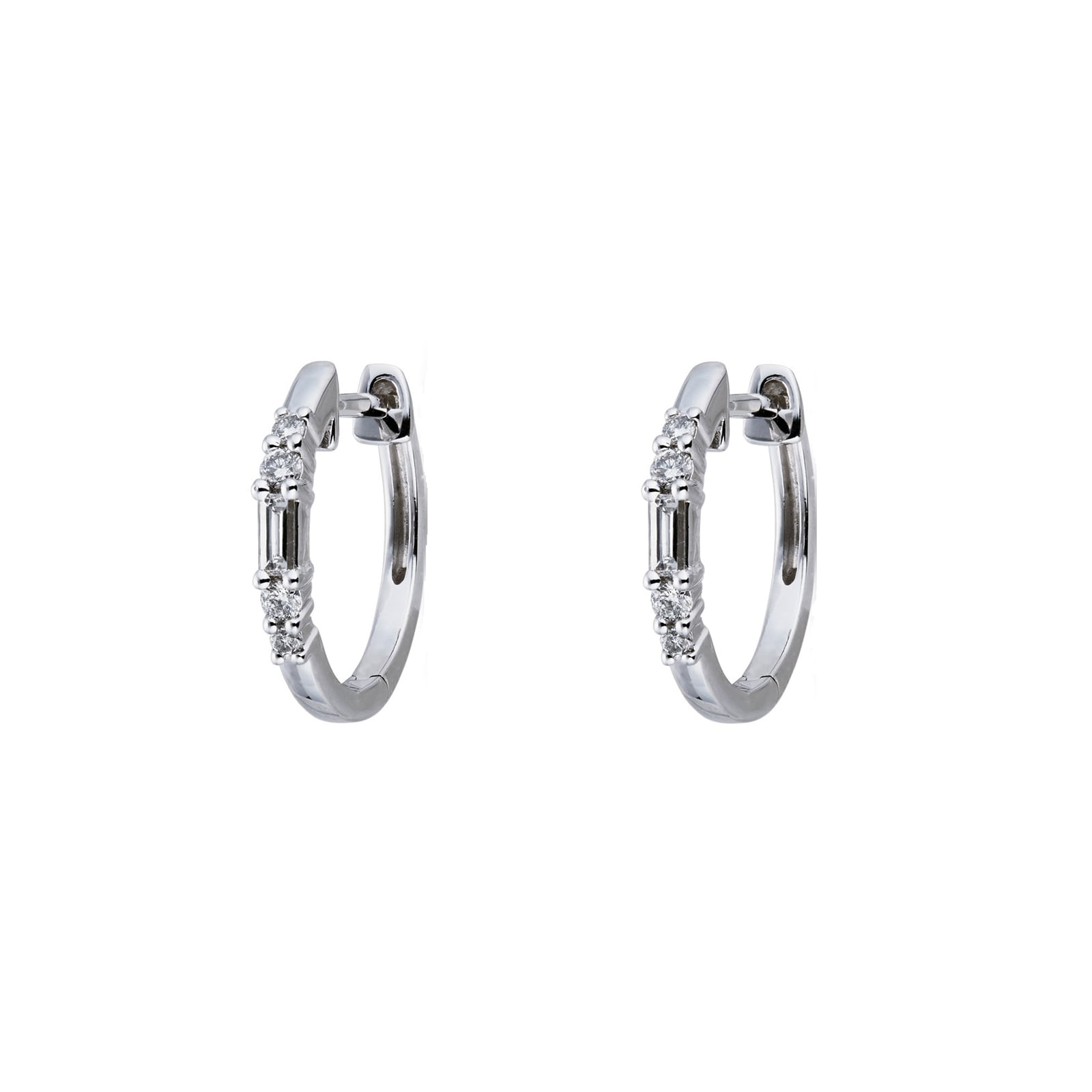 Goldsmiths 9ct White Gold 0.20cttw Mixed Cut Hoop Earrings