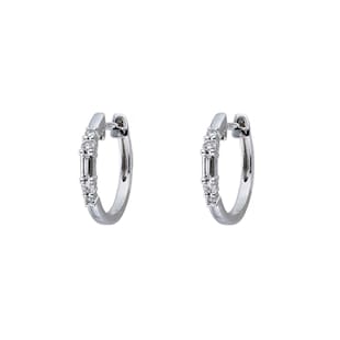 Goldsmiths 9ct White Gold 0.20cttw Mixed Cut Hoop Earrings
