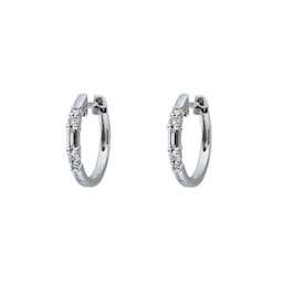 15430028 - 9ct White Gold 0.20cttw Mixed Cut Hoop Earrings