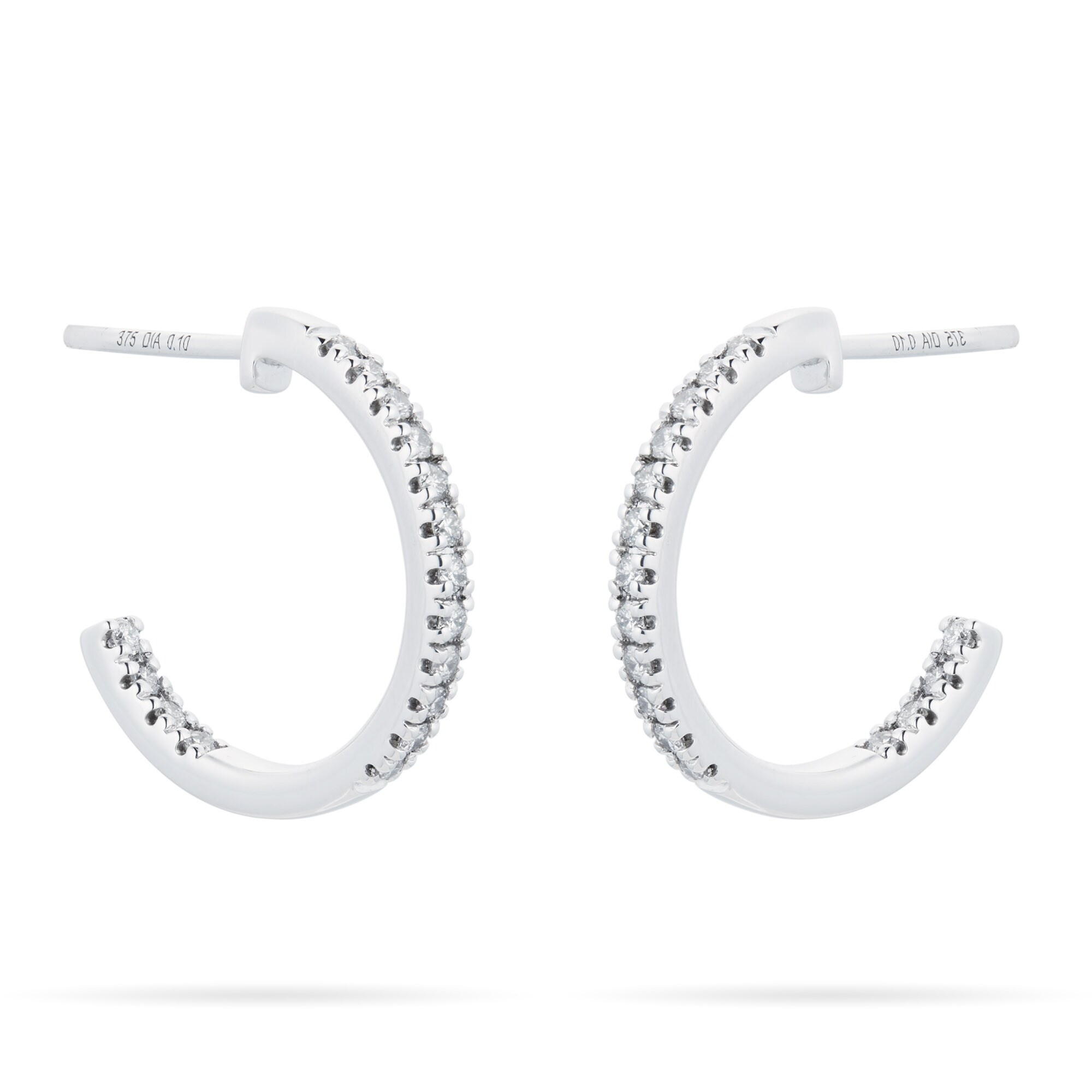Goldsmiths 9ct White Gold 0.20ct Diamond Hoops Earrings Goldsmiths 9ct White Gold 0.20ct Diamond Hoops Earrings