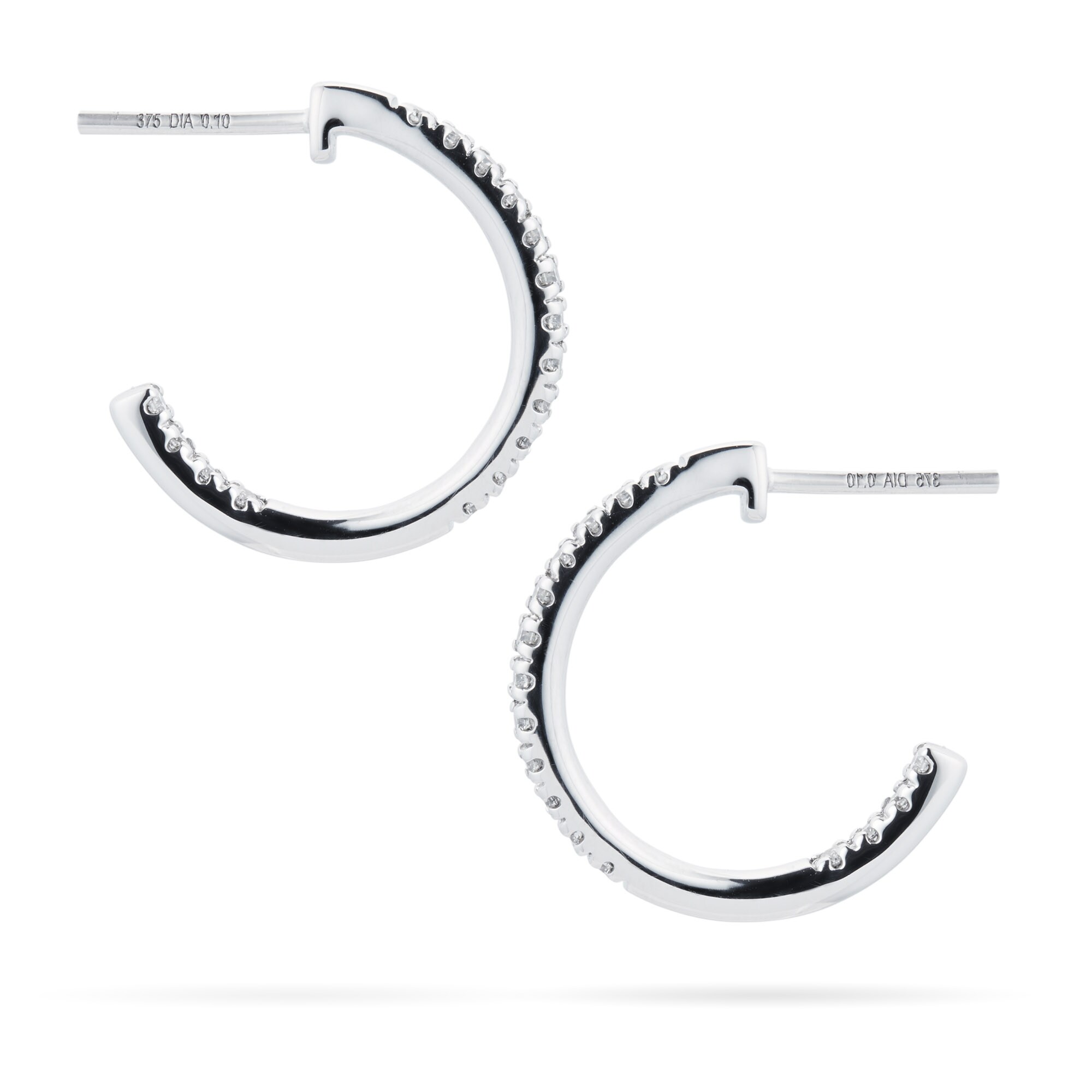 Goldsmiths 9ct White Gold 0.20ct Diamond Hoops Earrings Goldsmiths 9ct White Gold 0.20ct Diamond Hoops Earrings