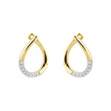 Goldsmiths 9ct Yellow Gold 0.10ct Diamond Tear Drop Hoop Earrings