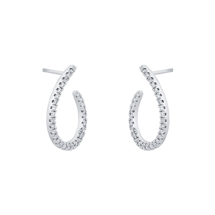 Goldsmiths 9ct White Gold 0.25cttw Diamond Open Hoop Earrings