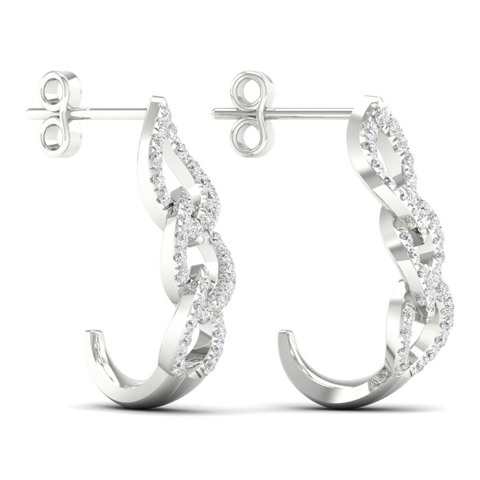Goldsmiths 9ct White Gold 0.25cttw Chain Link Hoop Earrings