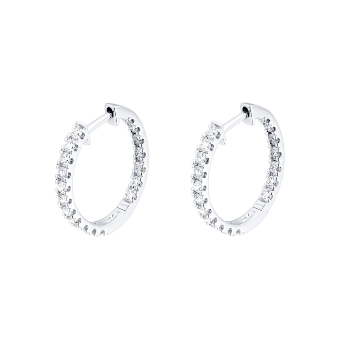 Mappin & Webb 18ct White Gold 1ct Diamond Hoop Earrings