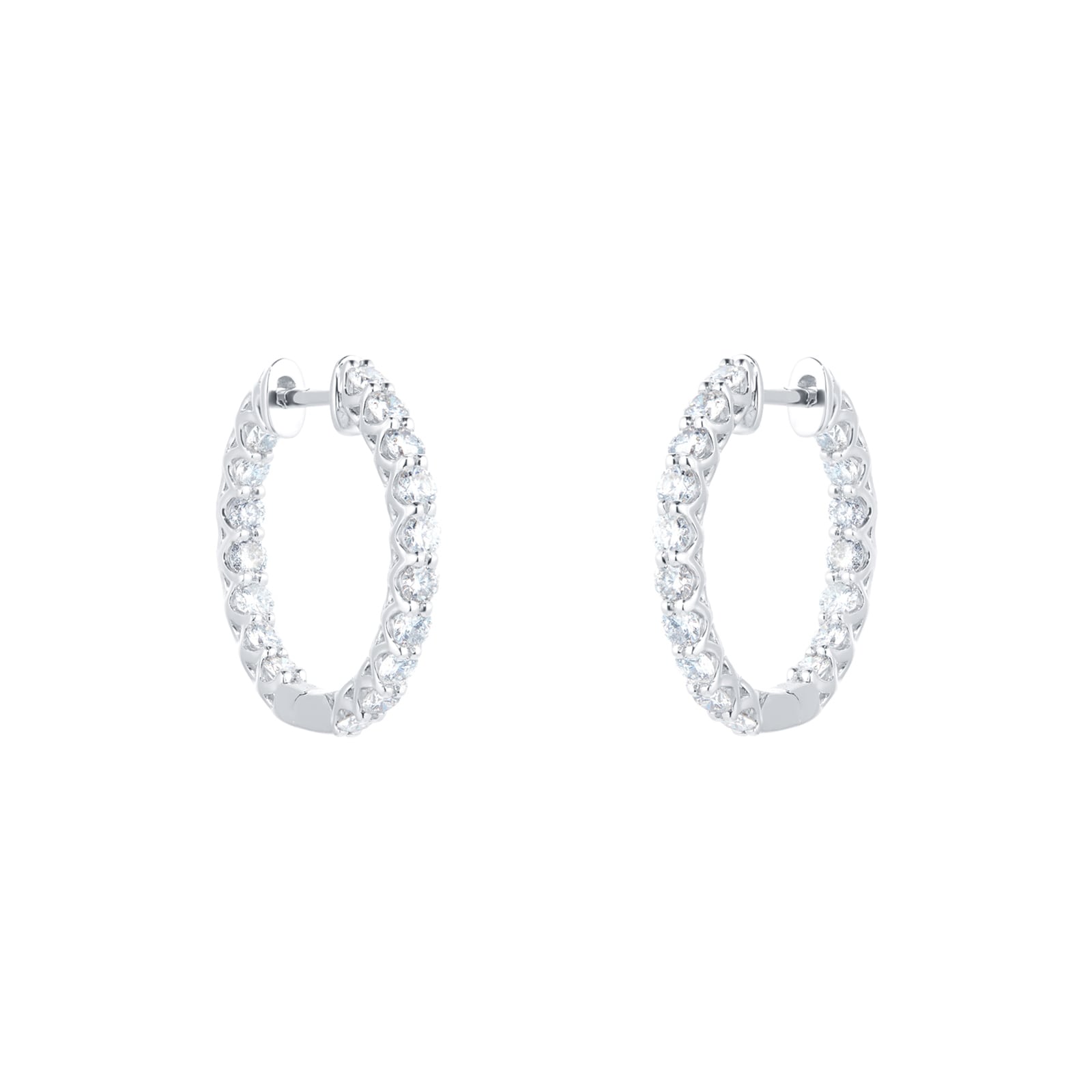 18ct White Gold 1.20ct Diamond In and Out Hoop Earrings
