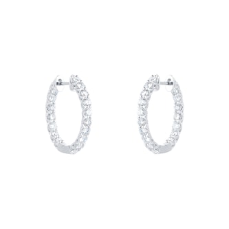 Goldsmiths 18ct White Gold 1.20ct Diamond In and Out Hoop Earrings