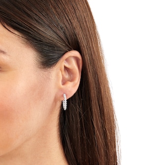 Goldsmiths 18ct White Gold 1.20ct Diamond In and Out Hoop Earrings