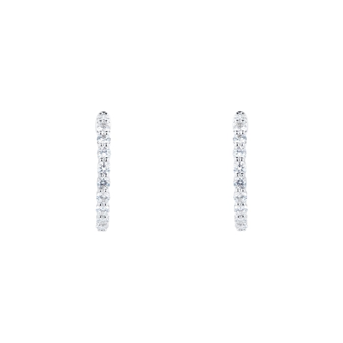 Goldsmiths 18ct White Gold 1.20ct Diamond In and Out Hoop Earrings