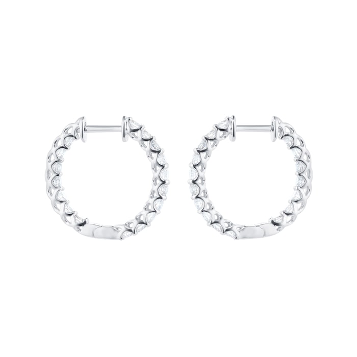 Goldsmiths 18ct White Gold 1.20ct Diamond In and Out Hoop Earrings