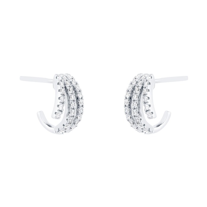 Goldsmiths 9ct White Gold 0.25ct Multi Row Hoop Earrings