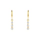 Goldsmiths 9ct Yellow Gold 0.50ct Diamond Three Stone Hoop Drop Earrings