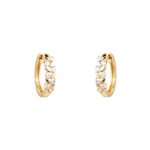 Goldsmiths 9ct Yellow Gold 0.35cttw Floral Hoop Earrings