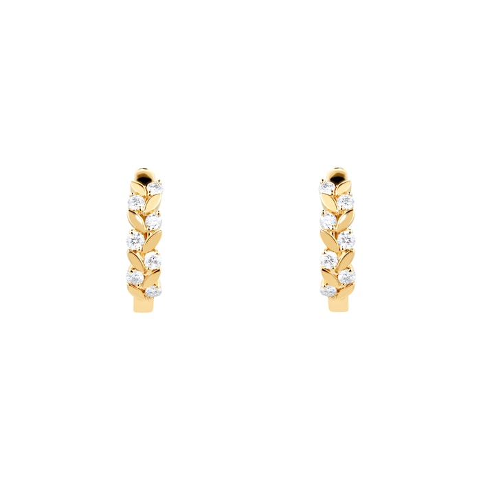 Goldsmiths 9ct Yellow Gold 0.35ct Floral Hoop Earrings