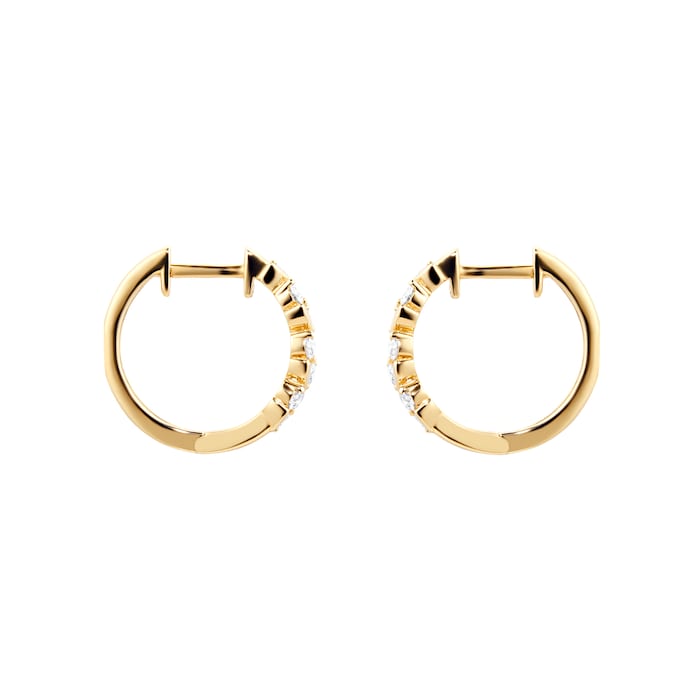 Goldsmiths 9ct Yellow Gold 0.35cttw Floral Hoop Earrings