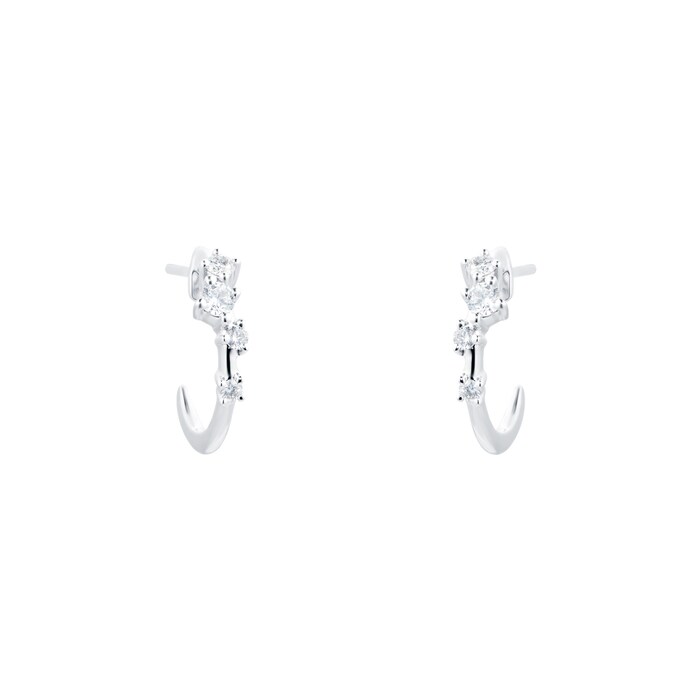 Goldsmiths 9ct White Gold 0.20ct Scatter Hoop Earrings