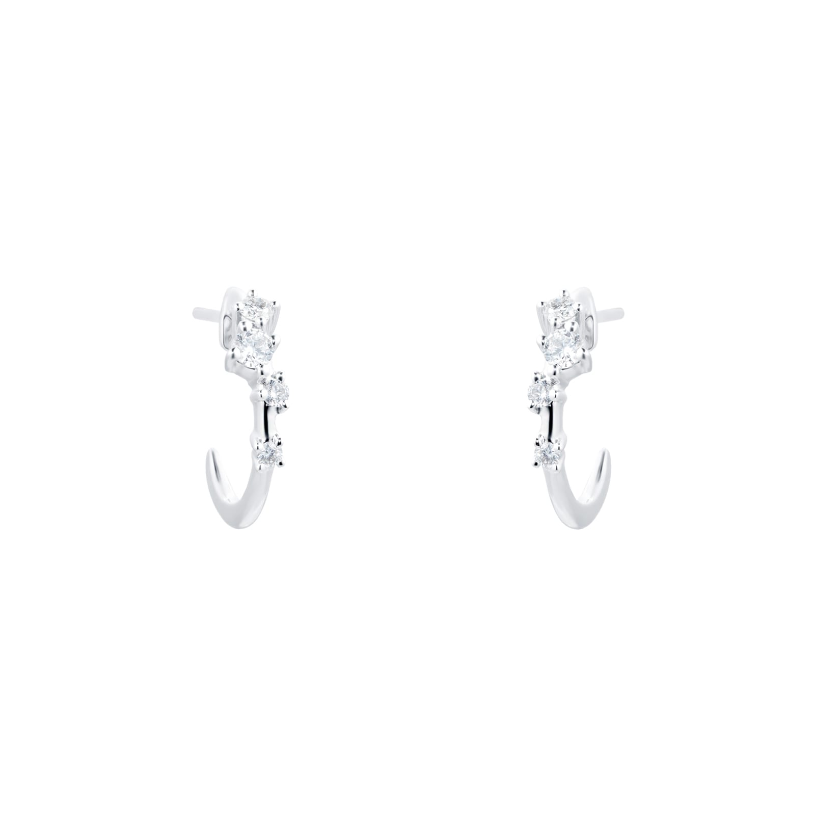 Goldsmiths 9ct White Gold 0.20ct Scatter Hoop Earrings
