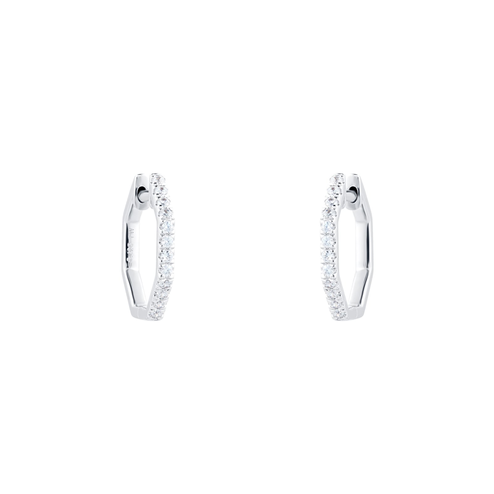 Goldsmiths 9ct White Gold 0.25ct Hexagon Shaped Hoop Earrings Goldsmiths 9ct White Gold 0.25ct Hexagon Shaped Hoop Earrings