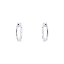 15430042 - 9ct White Gold 0.25ct Hexagon Shaped Hoop Earrings