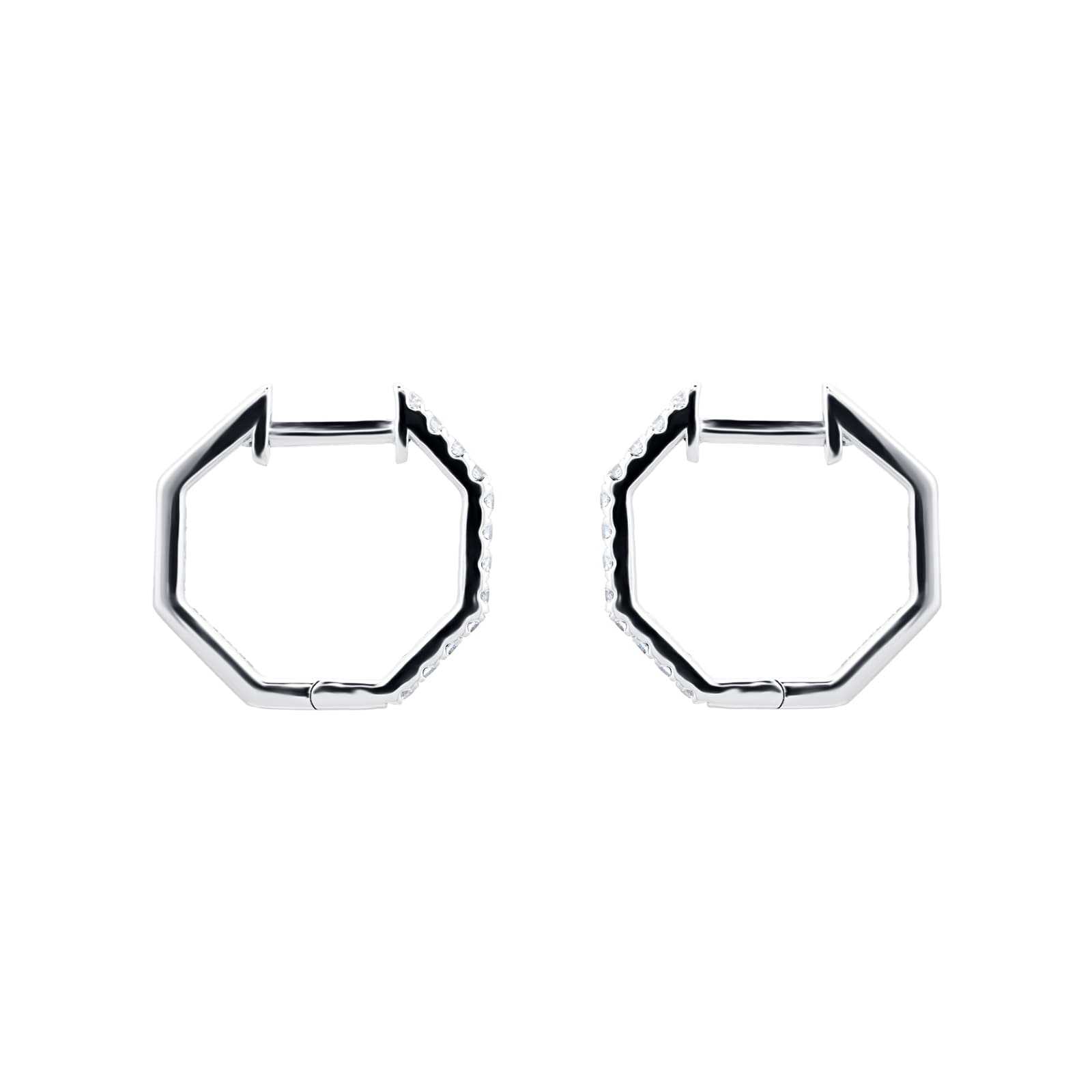 Goldsmiths 9ct White Gold 0.25ct Hexagon Shaped Hoop Earrings Goldsmiths 9ct White Gold 0.25ct Hexagon Shaped Hoop Earrings