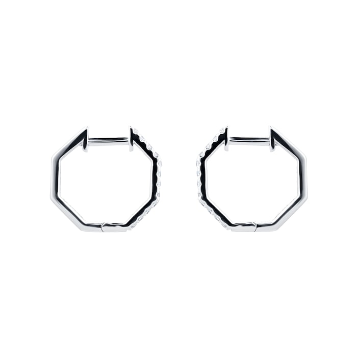 Goldsmiths 9ct White Gold 0.25ct Hexagon Shaped Hoop Earrings