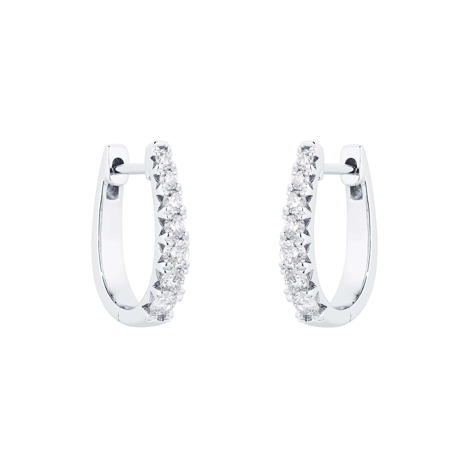 18ct White Gold Diamond Graduated Hoop Earrings