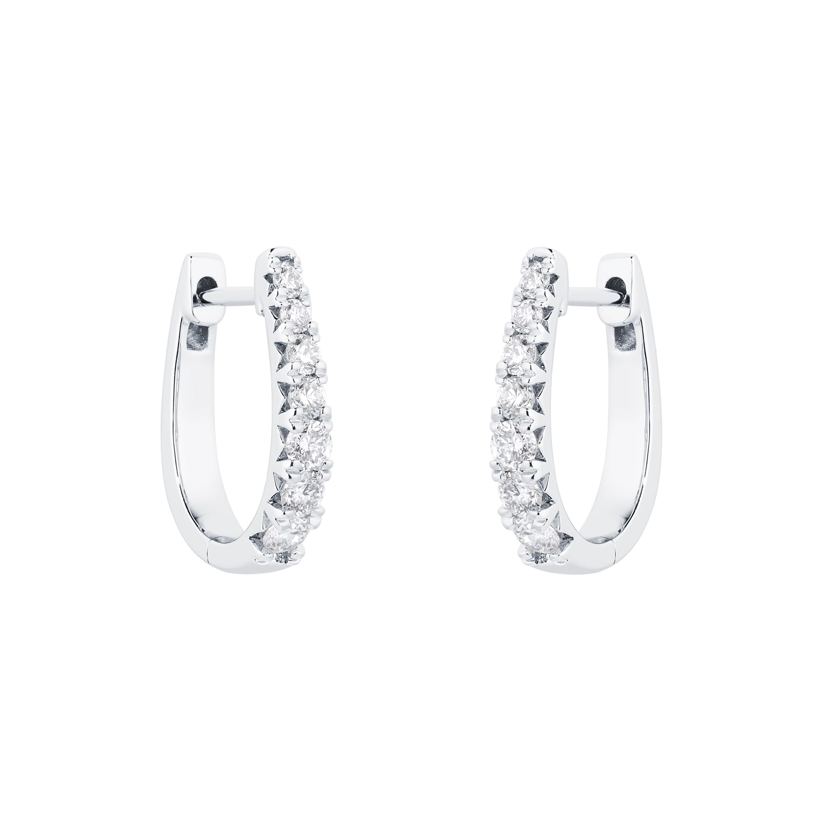 Goldsmiths 18ct White Gold Diamond Graduated Hoop Earrings Goldsmiths 18ct White Gold Diamond Graduated Hoop Earrings