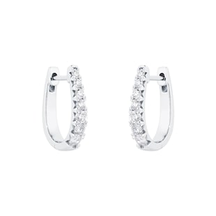 Goldsmiths 18ct White Gold Diamond Graduated Hoop Earrings