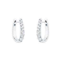 15430043 - 18ct White Gold Diamond Graduated Hoop Earrings