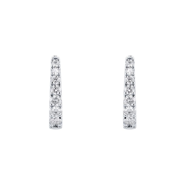 Goldsmiths 18ct White Gold Diamond Graduated Hoop Earrings