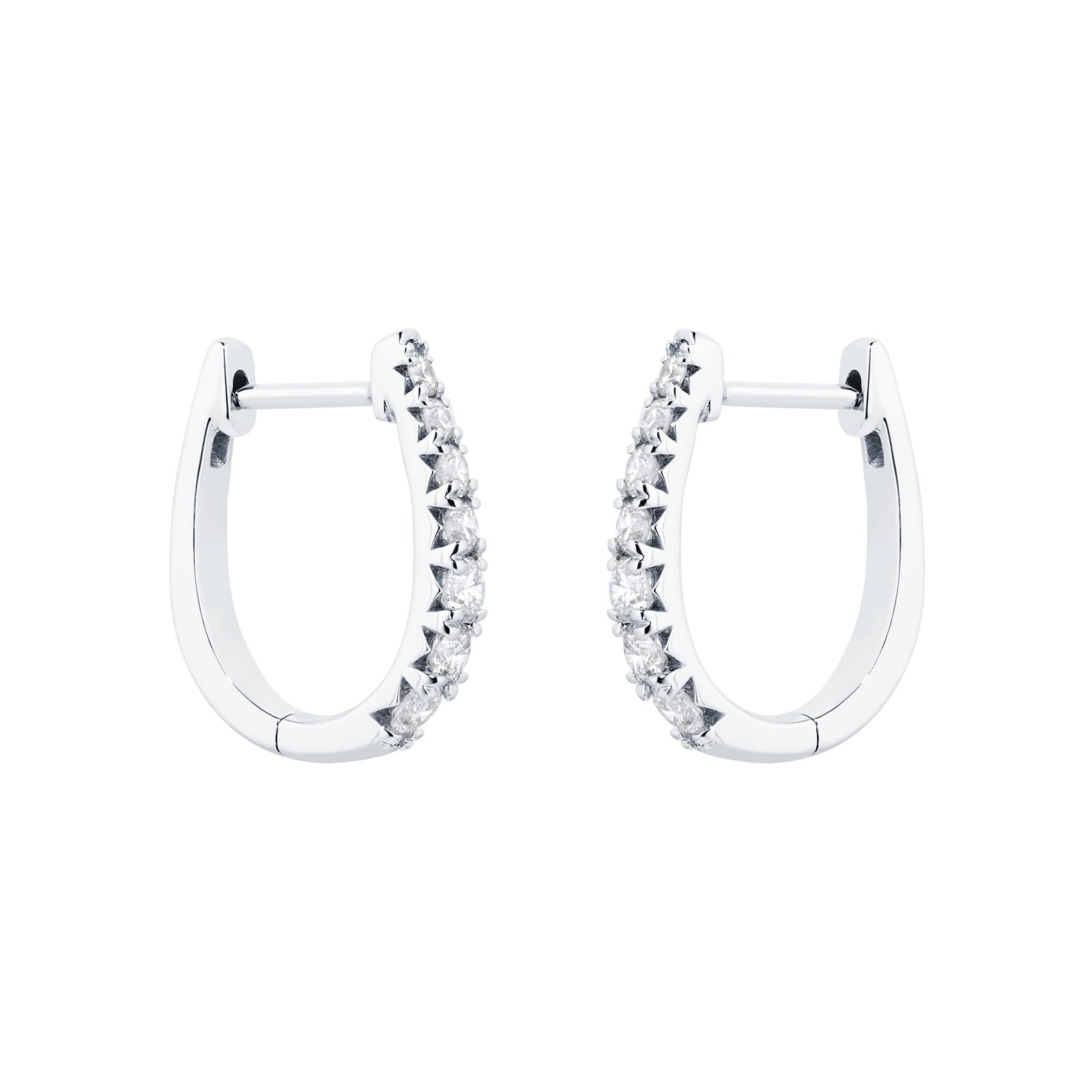 Goldsmiths 18ct White Gold Diamond Graduated Hoop Earrings Goldsmiths 18ct White Gold Diamond Graduated Hoop Earrings