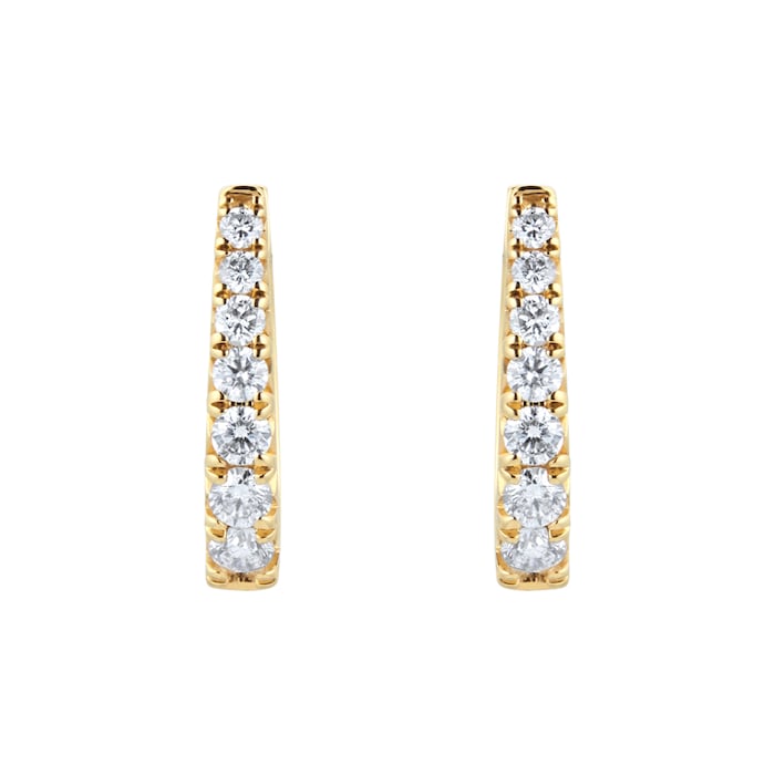 Goldsmiths 18ct Yellow Gold Diamond Graduated Hoop Earrings