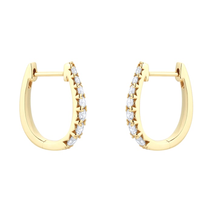 Goldsmiths 18ct Yellow Gold Diamond Graduated Hoop Earrings