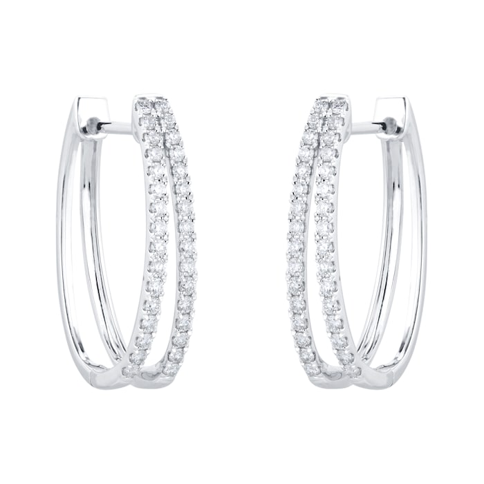 Goldsmiths 18ct White Gold Diamond Split Hoop Earrings