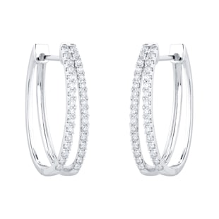Goldsmiths 18ct White Gold Diamond Split Hoop Earrings