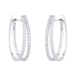15430045 - 18ct White Gold Diamond Split Hoop Earrings